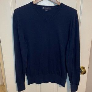 Cremieux V-Neck Sweater with Elbow Patches - M